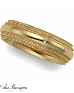 14k Yellow Gold 6 mm Women's And Men's Comfort Fit Wedding Band