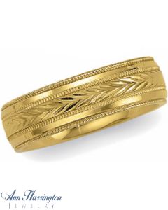 14k Yellow or White Gold 6 mm Women's And Men's Wheat Patterned Wedding Band