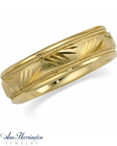 14k Yellow or White Gold 6 mm Women's or Men's Palm Leaves Wedding Band