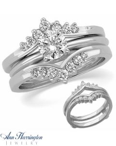14k White or Yellow Gold 1/3 ct tw Diamond Chevron Ring Guard, F0180