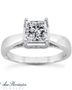 Platinum .05-.24 ct tw Diamond Solitaire Ring, 3.5x3.5 to 9x9 mm Princess Cut Setting