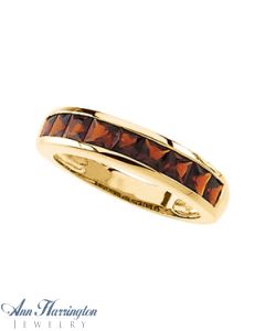 14k Yellow Gold 3 mm Genuine Mozambique Garnet  Band