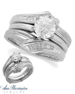 14k White or 2-Tone Gold 1/5 ct tw Baguette Diamond Ring Guard, F2336