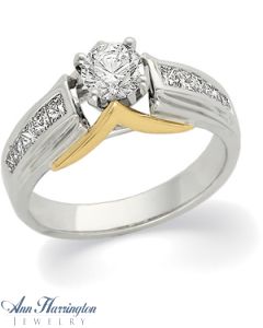 14k 2-Tone 1/2 ct tw Diamond Engagement Ring, Semi Mounting
