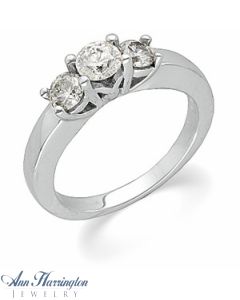 14k White Gold or Platinum 1 ct tw 3 Stone Diamond Ring