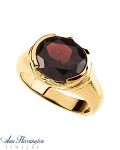 14k Yellow Gold 12x10 mm Genuine Mozambique Garnet and .04 ct tw Diamond Ring