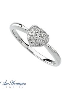14k White Gold 1/5 ct tw Diamond Pave Heart Ring