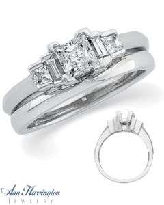 14k White Gold 3/8 ct tw Princess Cut Diamond Engagement Ring, 4.5x4.5 mm Princess Semi Setting