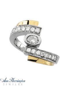 14k 2-Tone 3/4 ct tw Diamond Right Hand Ring