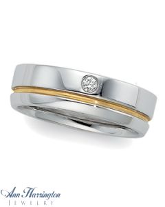14k 2-Tone Gold .08 ct Women's And Men's Diamond Wedding Band