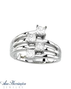 14k White or Yellow Gold 7/8 ct tw Princess Cut Diamond Right Hand Ring