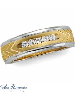 14k 2-Tone Gold 1/5 ct tw 5 Stone Diamond Women's and Men's  Design Wedding Band