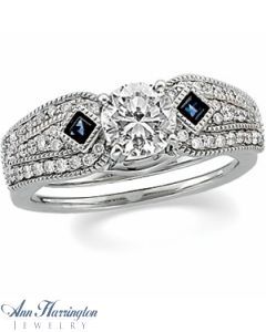 14k White Gold 1/3 ct tw Diamond And Sapphire Antique Style Ring Enhancer