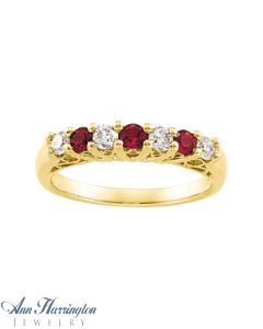 14k Yellow Gold 1/3 ct tw Diamond & Genuine Ruby Anniversary Band