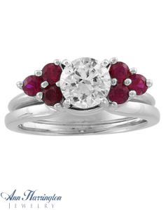 14k White or Yellow Gold Genuine Ruby Cluster Ring Enhancer, F4989