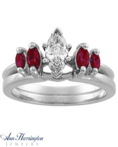 14k White or Yellow Gold Marquise Genuine Ruby Ring Enhancer, F4992