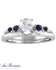 14k White Gold 4 Stone Genuine Blue Sapphire Ring Enhancer, F5002