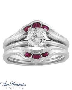 14k White or Yellow Gold Genuine Ruby Ring Guard