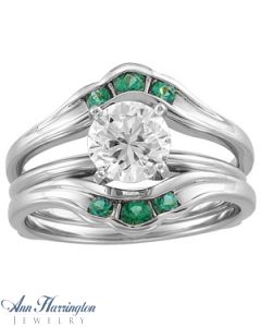 14k White or Yellow Gold Genuine Emerald Ring Guard