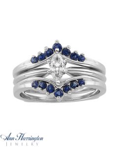 14k White or Yellow Gold Genuine Blue Sapphire Ring Guard
