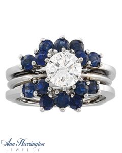 14k White or Yellow Gold Genuine Blue Sapphire Cluster Ring Guard, F5014