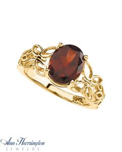 14k Yellow Gold 10x8 mm Genuine Mozambique Garnet Filigree Ring