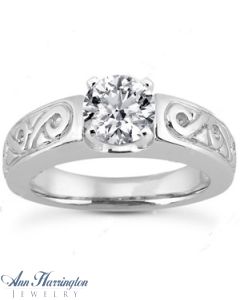 Platinum Sroll Design Solitaire Ring Mounting, F667P