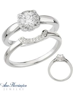14k White Gold 1/10 ct tw Diamond Semi Mount Engagement Ring, 5.2 mm (for 1/2 ct) Round Setting