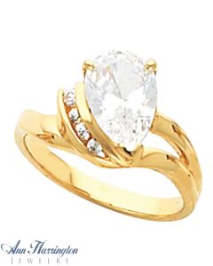 14k Yellow or White Gold 10x7 mm Pear Shape Ring Setting