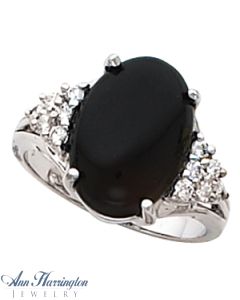 14k White or Yellow Gold 14x10 mm Oval Cabochon or Faceted Ring Setting