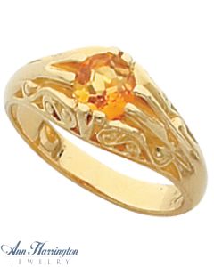 14k Yellow or White Gold 5.5 mm Round Openwork Scroll Design Ring Setting