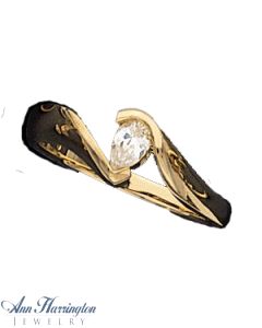 14k Yellow or White Gold 5x3 mm Pear Shape Bypass Ring Setting
