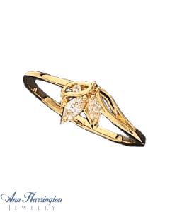 14k Yellow or White Gold 2- 4x2 mm Marquise Ring Setting