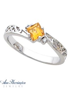 14k White or Yellow Gold 4x4 mm Princess or Square Cut Filigree Scroll Design Ring Setting