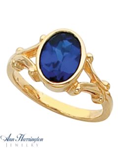 14k Yellow or White Gold 9x7 mm Oval Bezel Set Ring Setting
