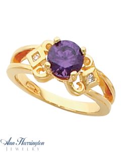 14k Yellow or White Gold 6 and 7 mm Round Scroll Design Ring Setting