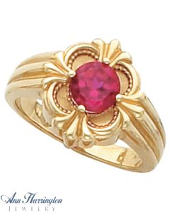 14k Yellow or White Gold 6 and 7 mm Round Antique Style Ring Setting