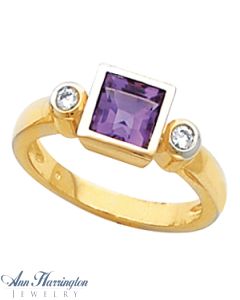 14k Yellow or White Gold 5x5 and 6x6 mm Princess or Square Cut Bezel Ring Setting