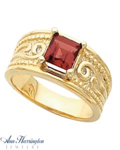 14k Yellow or White Gold 6x6 mm Princess or Square Cut Etruscan Ring Setting, G0873