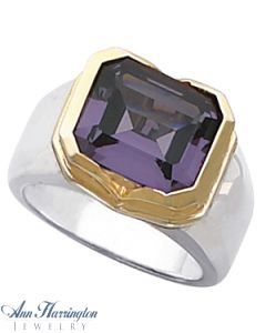 14k 2-Tone or White Gold 12x10 mm Emerald Channel Set Ring Setting