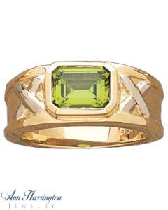 14k 2-Tone or White Gold 8x6 mm Emerald Bezel Set Ring Setting