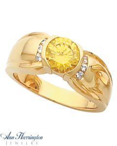 14k Yellow or White Gold 7 mm Round Semi Bezel Ring Setting