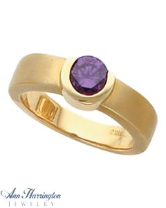 14k Yellow or White Gold 6 mm Round Semi Bezel Ring Setting