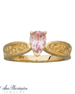 14k Yellow or White Gold 7x5 mm Pear Shape Leaf Design Ring Setting