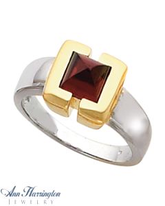 14k 2-Tone or White Gold Princess or Square Cut Semi Bezel 6x6 mm Ring Setting