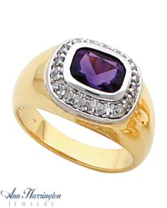 14k 2-Tone or White Gold 8x6 mm Cushion Bezel Set Ring Setting
