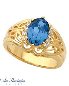 14k Yellow or White Gold 9x7 mm Oval Butterfly Filigree Ring Setting
