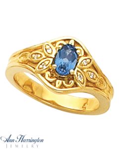 14k Yellow or White Gold 6x4 mm Oval Vintage Style Ring Setting