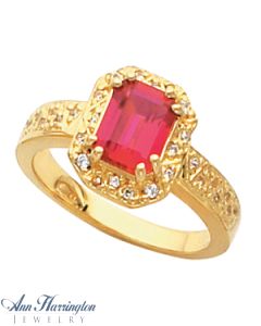 14k Yellow or White Gold 8x6 mm Emerald Antique Style Ring Setting