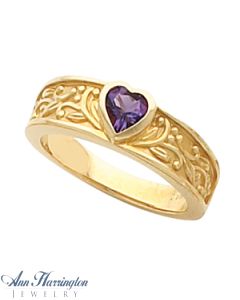 14k Yellow or White Gold 5x5 mm Heart Bezel Leaf Design Ring Setting